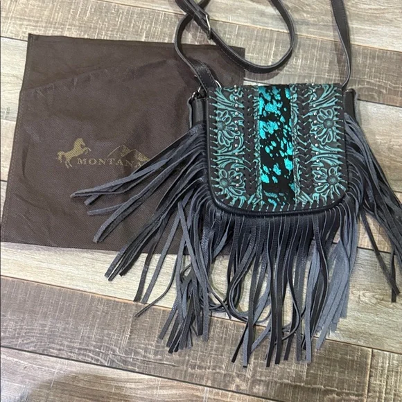 Montana West chocolate brown and Turquise Patterned Crossbody Bag - Picture 2 of 8